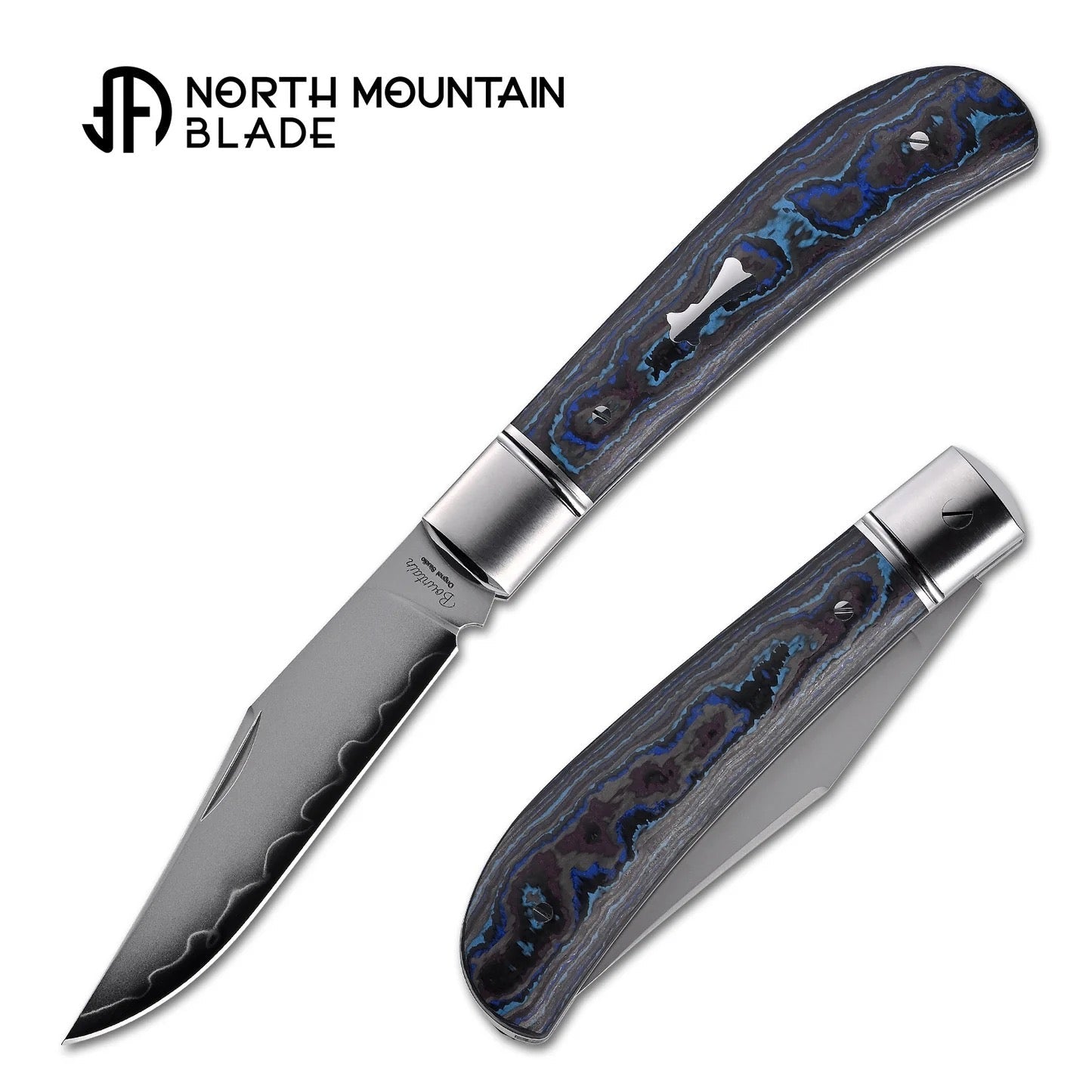 North Mountain Blade 2531-BLCF lanny gentleman slip joint knife blue carbon fiber