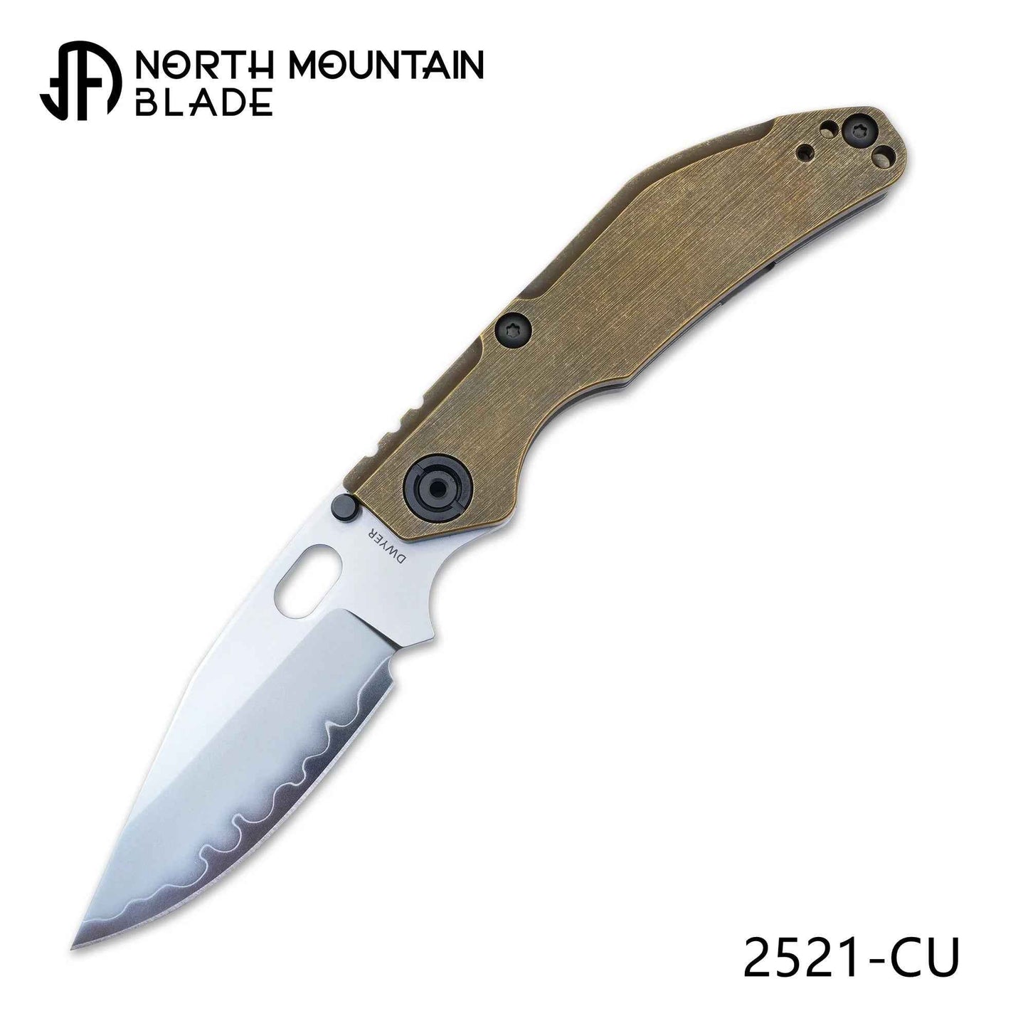 North Mountain Blade BBNM 2521-CU Bronze Bowie – 3.62" SLD Hamon Blade, Bronze Handle Frame Lock Knife