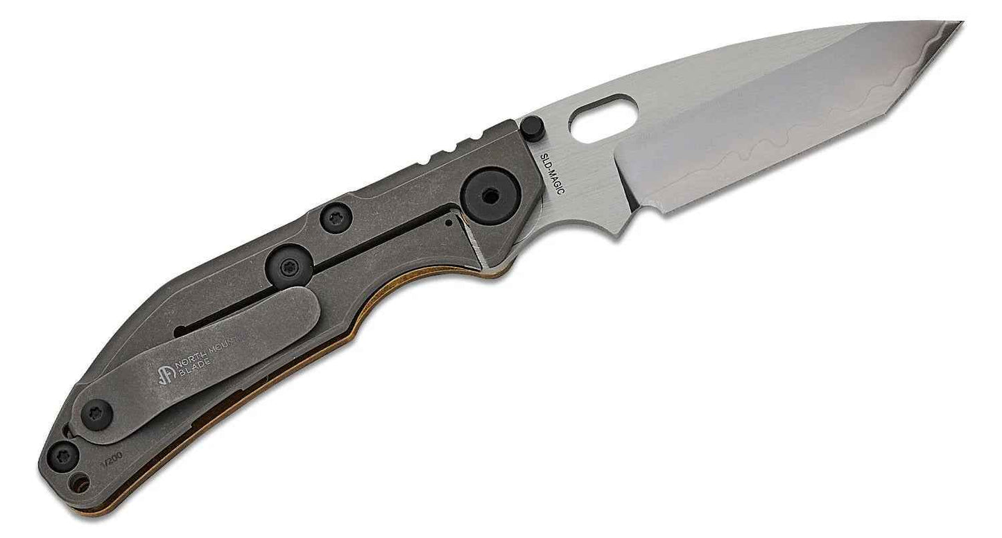 North Mountain Blade BBNM 2522-CU Bronze Tanto – 3.62" SLD Hamon Blade, Bronze Handle Frame Lock Knife