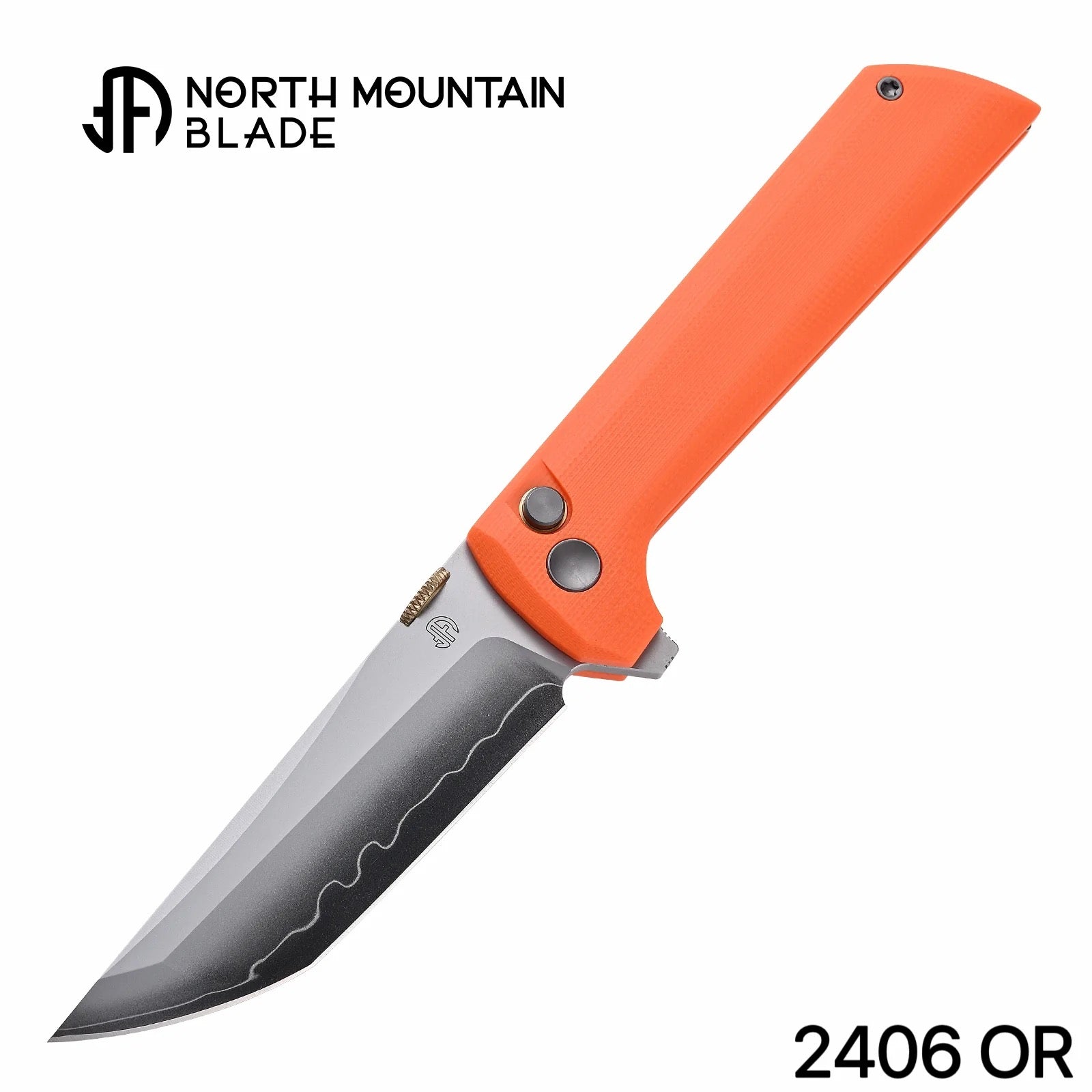North Mountain Blade Chop 2 2406-OR orange G10 handle and pocket clip detail