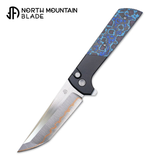 North Mountain Blade 2407-BLCF-5 chop blue galaxy open folding knife