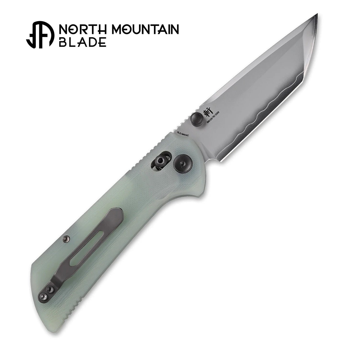 North Mountain Blade – Chop Crossbar Lock – 2532-JD – Jade G10 Handles 3.58" SLD-Magic Tanto Folding Knife