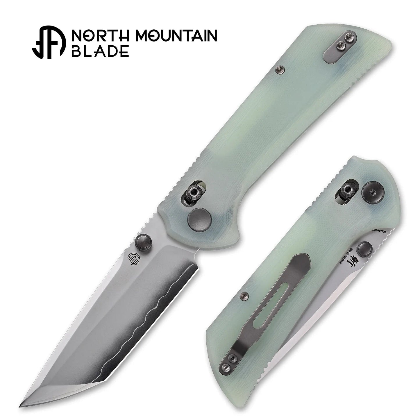 North Mountain Blade – Chop Crossbar Lock – 2532-JD – Jade G10 Handles 3.58" SLD-Magic Tanto Folding Knife