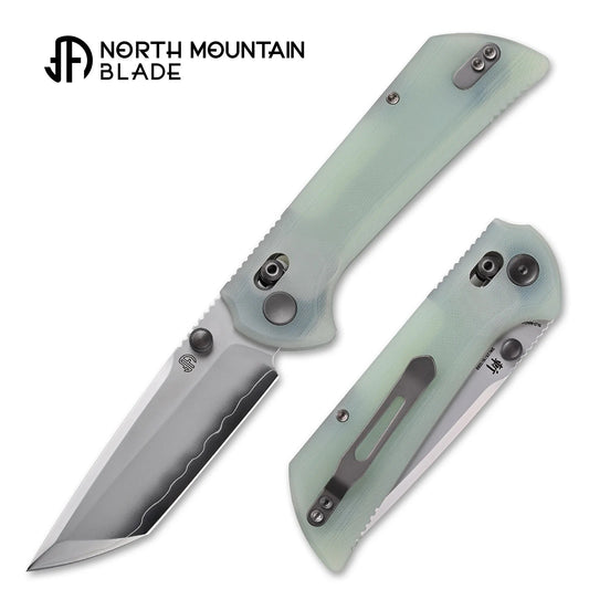 North Mountain Blade – Chop Crossbar Lock – 2532-JD – Jade G10 Handles 3.58" SLD-Magic Tanto Folding Knife