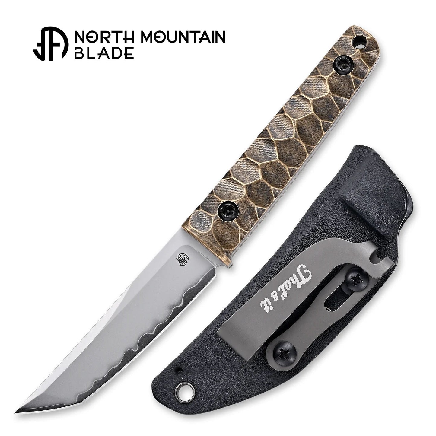 North Mountain Blade CHOP MINI 3.39" SLD-MAGIC Fixed Blade Copper Handle Kydex Sheath 2416-CU