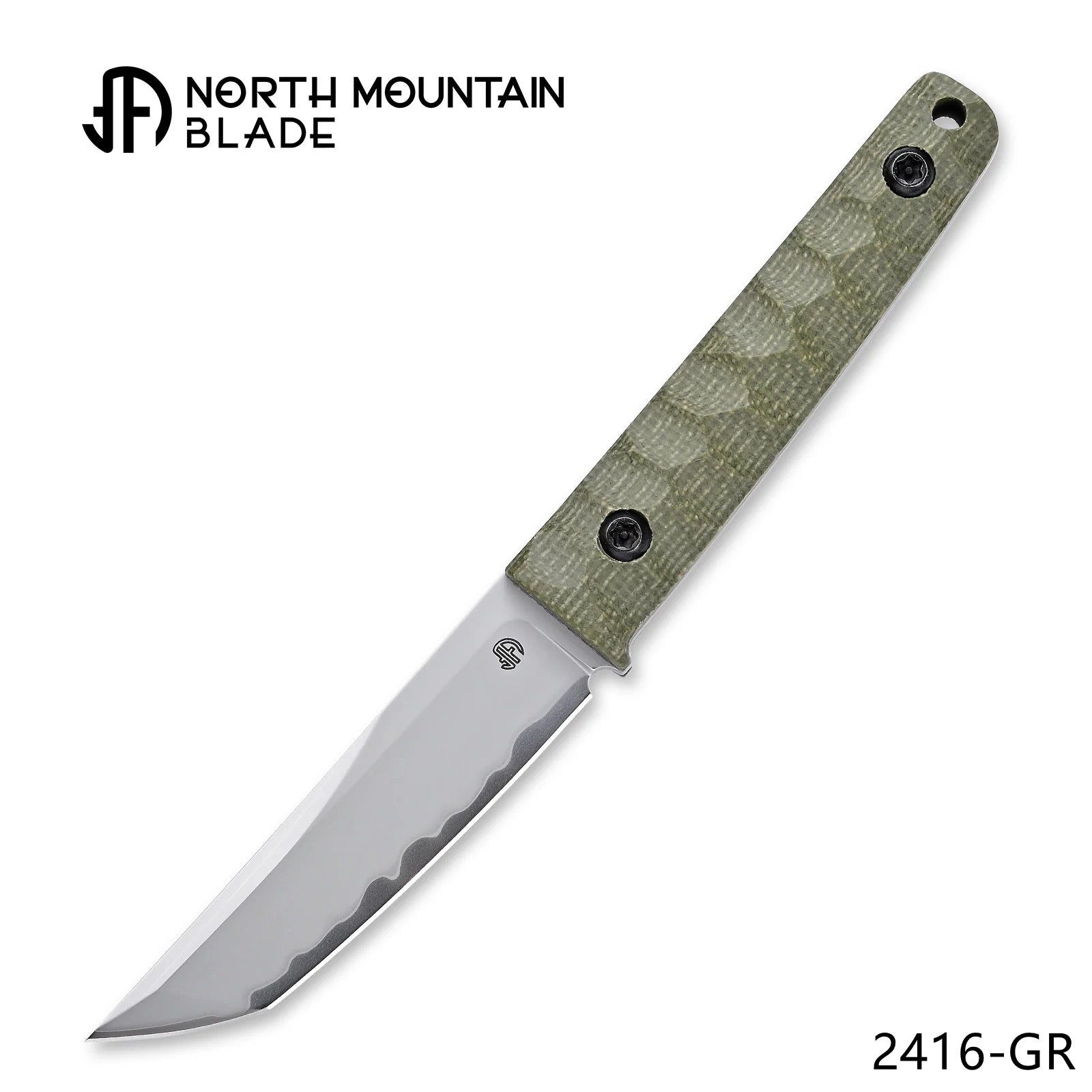 North Mountain Blade 2416-GR chop mini fixed blade green g10 knife