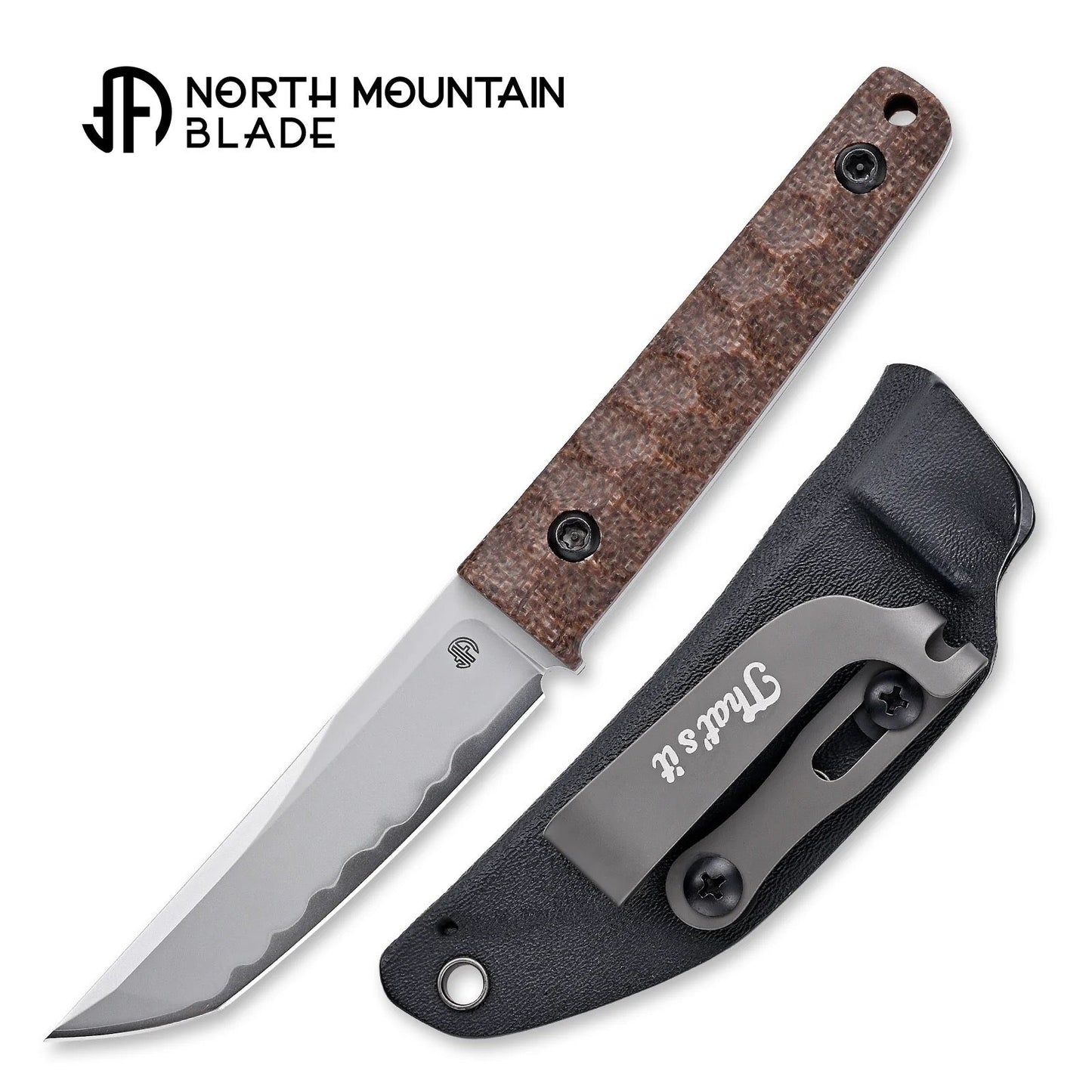 North Mountain Blade CHOP MINI 3.39" SLD-MAGIC Fixed Blade Knife Brown Micarta 2416-MCT
