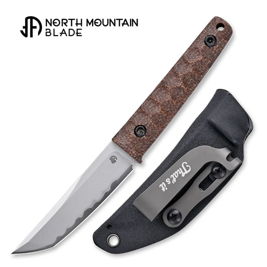 North Mountain Blade CHOP MINI 3.39" SLD-MAGIC Fixed Blade Knife Brown Micarta 2416-MCT