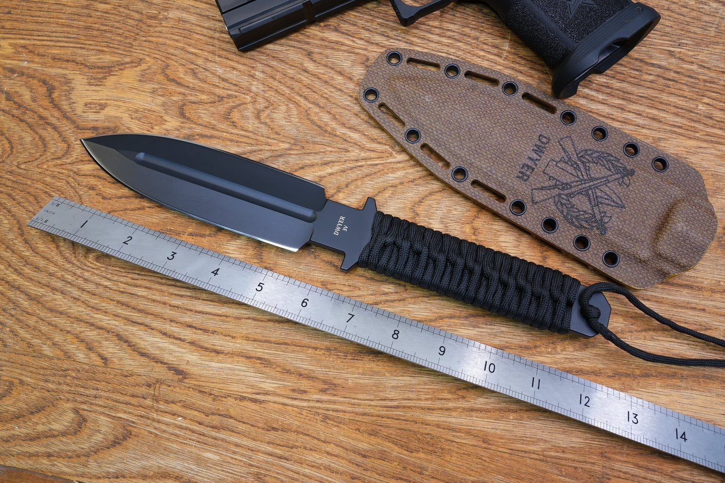 North Mountain Blade JW – 5.5" CPM-3V Double-Edged Tactical Knife (Black)
