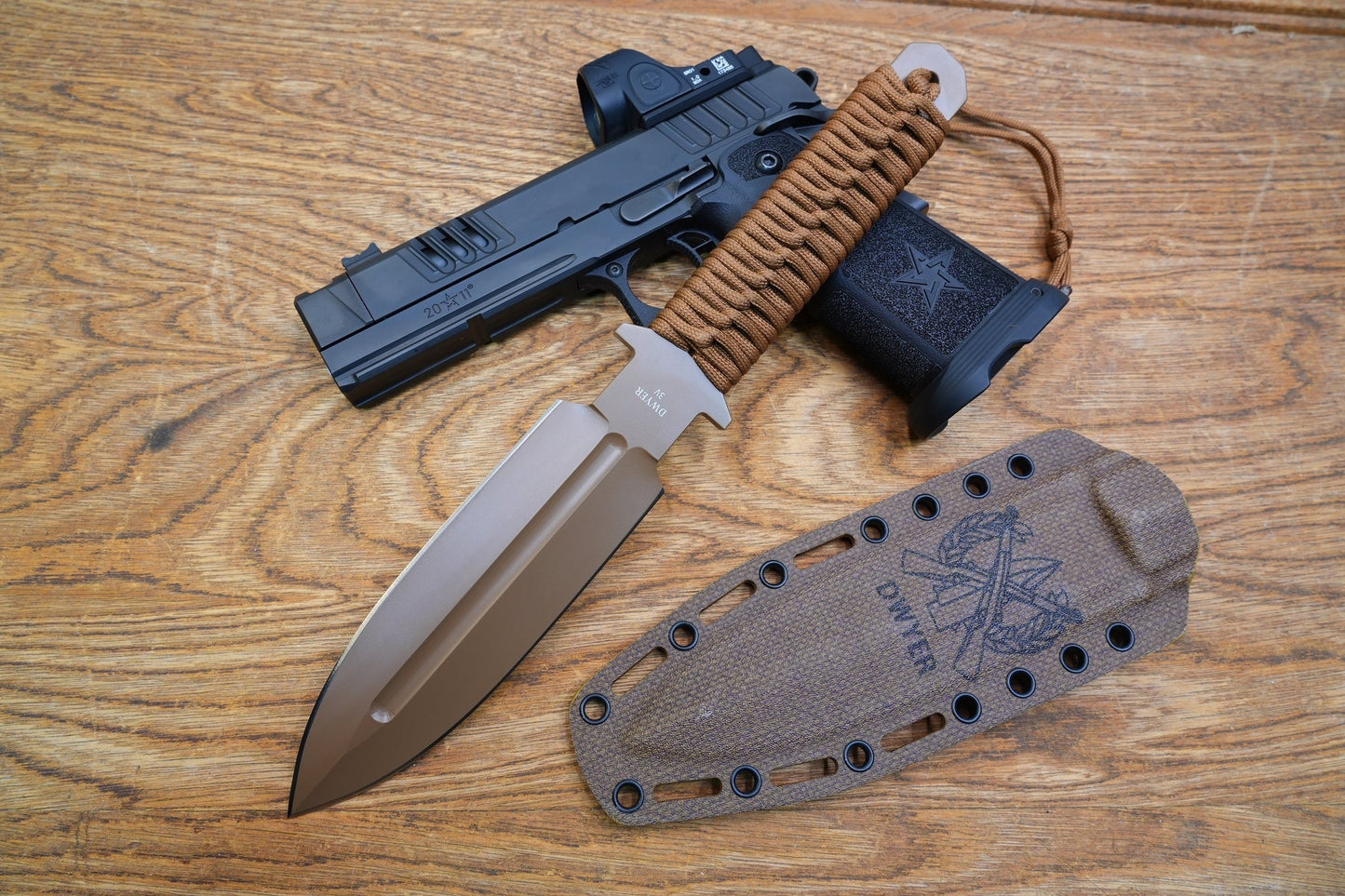 North Mountain Blade JW – 5.5" CPM-3V Double-Edged Tactical Knife (Brown)