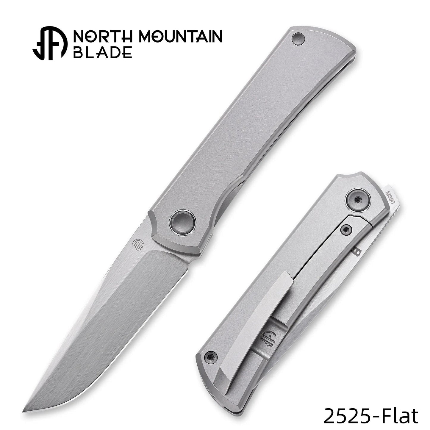 North Mountain Blade 2525-Flat sun mini 2 5 m390 flat titanium handle folding knife