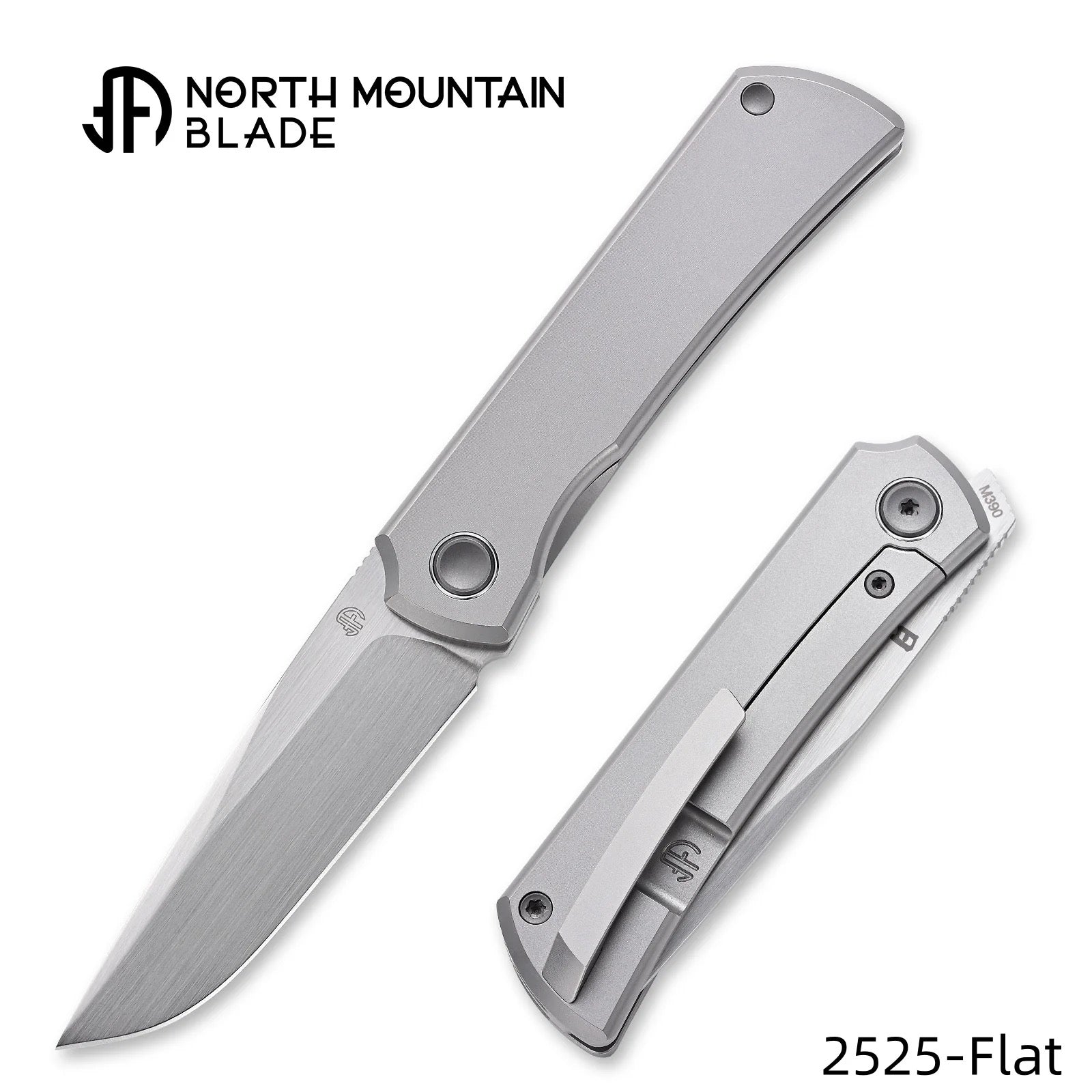 North Mountain Blade 2525-Flat sun mini 2 5 m390 flat titanium handle folding knife