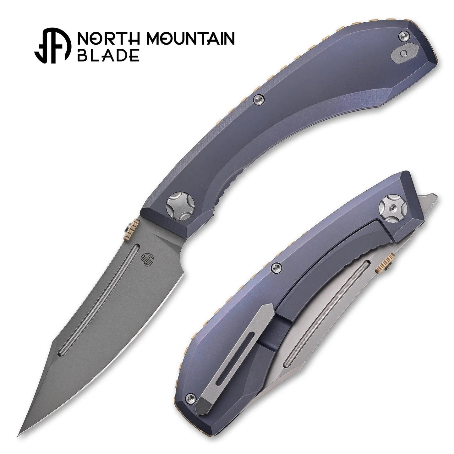 North Mountain Blade The Redeemer 2601-PR – M390 Blade Purple Anodized Titanium Folding Knife