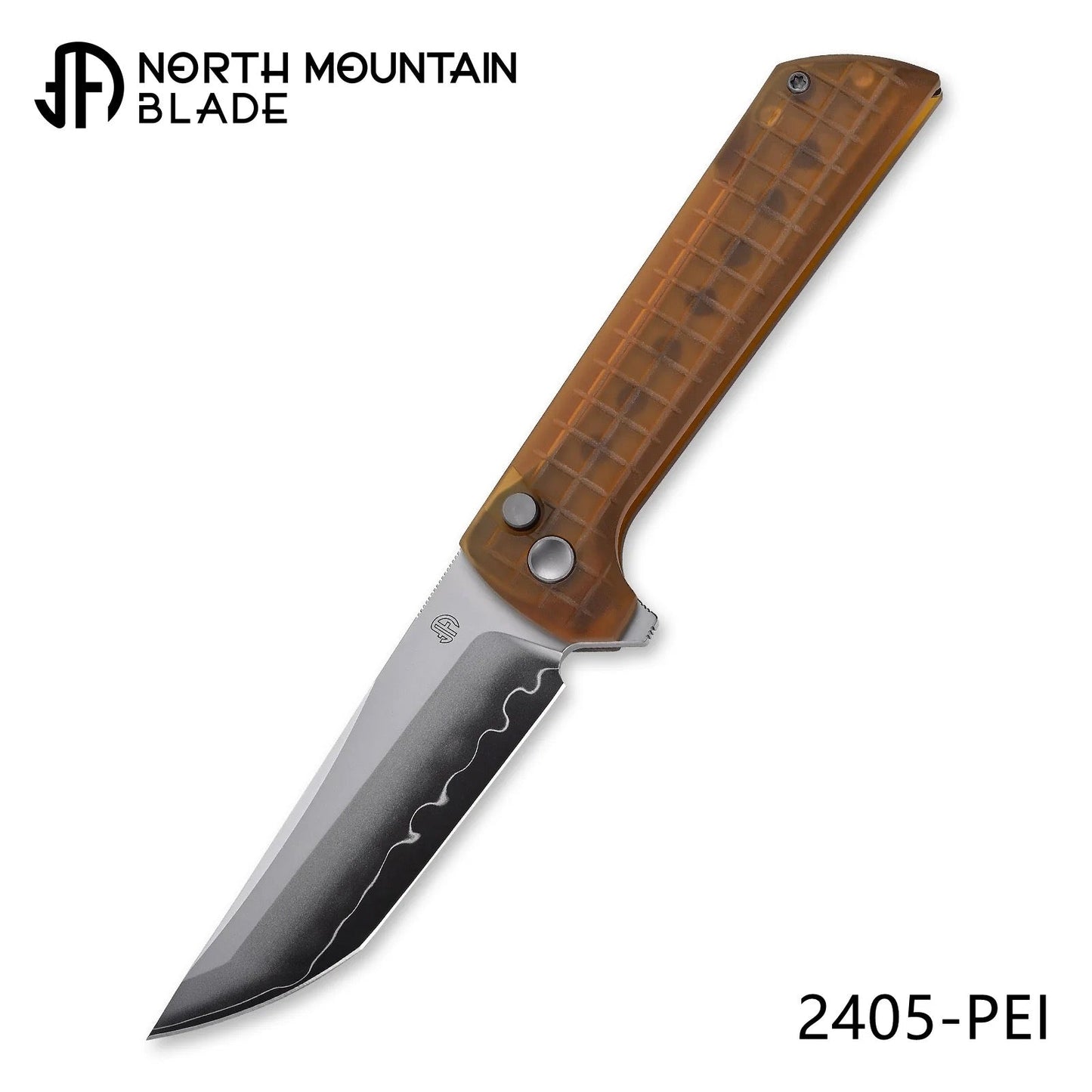North Mountain Blade Chop 2 2405-PEI translucent amber PEI handle detail