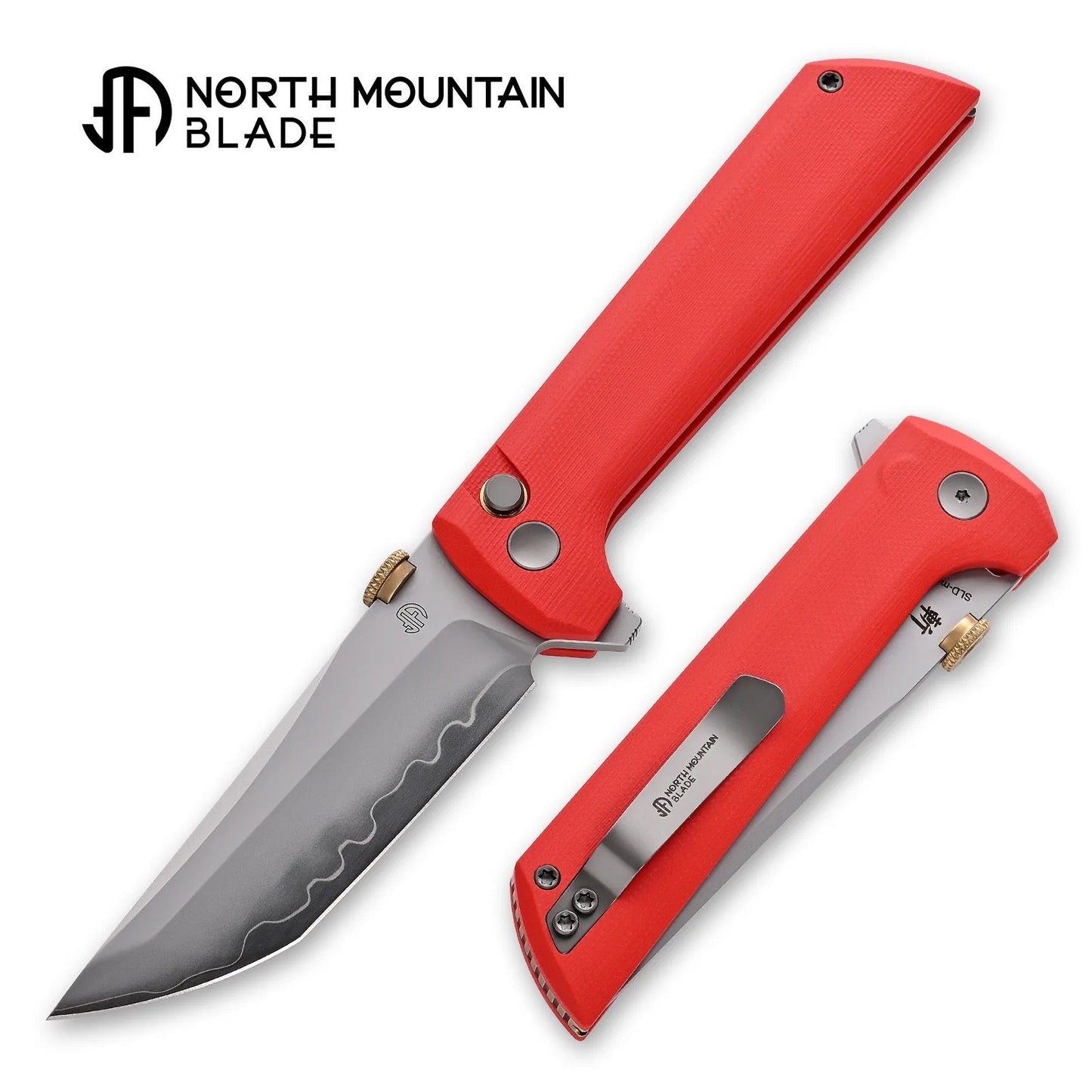 North Mountain Blade Chop 2 – Red G10 Handle, 3.5" SLD-Magic Blade, Button Lock, Flipper & .45 ACP Thumb Disk