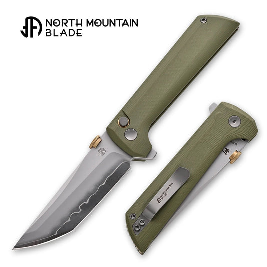 North Mountain Blade Chop 2 Tanto Folding Knife – Green G10, SLD Magic Steel, 2406-GR