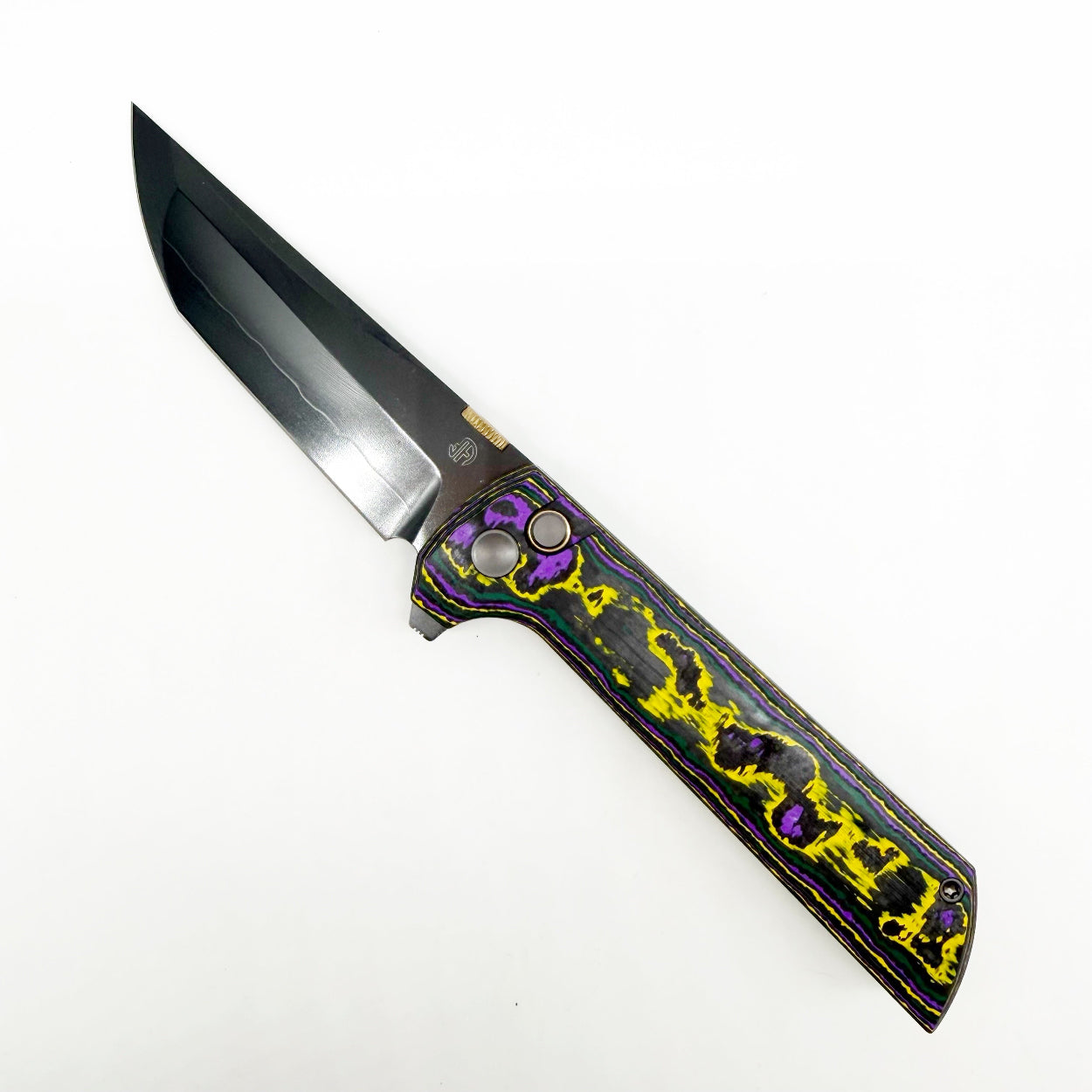 North Mountain Blade 2406 Venom Chop2 – 3.5" SLD-Magic DLC Tanto Folding Knife UV Reactive Carbon Fiber Handle .45 Style Thumb Disc