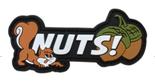 Nuts! Squirrel Morale Patch front view – 3.74″ x 1.77″ squirrel and acorns 3D PVC patch