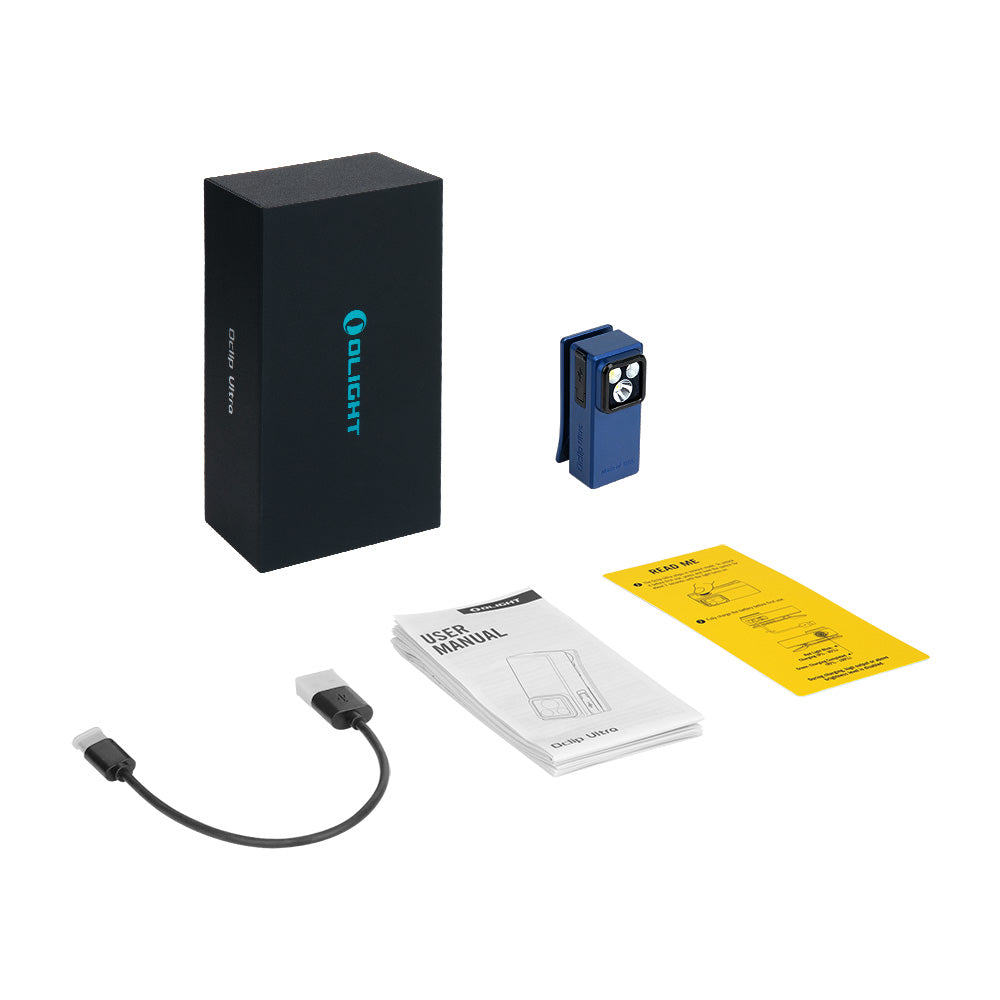 Olight Oclip Ultra 530 Lumen USB-C Rechargeable 3-in-1 Flashlight w/ RED and UV LEDs - Navy Blue