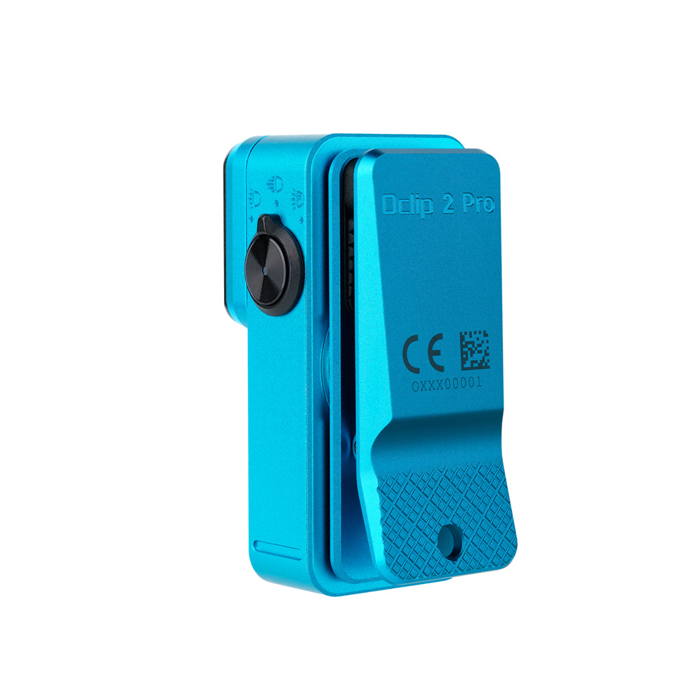 Olight Oclip 2 Pro Tidal Blue side profile view showing mode dial and clip