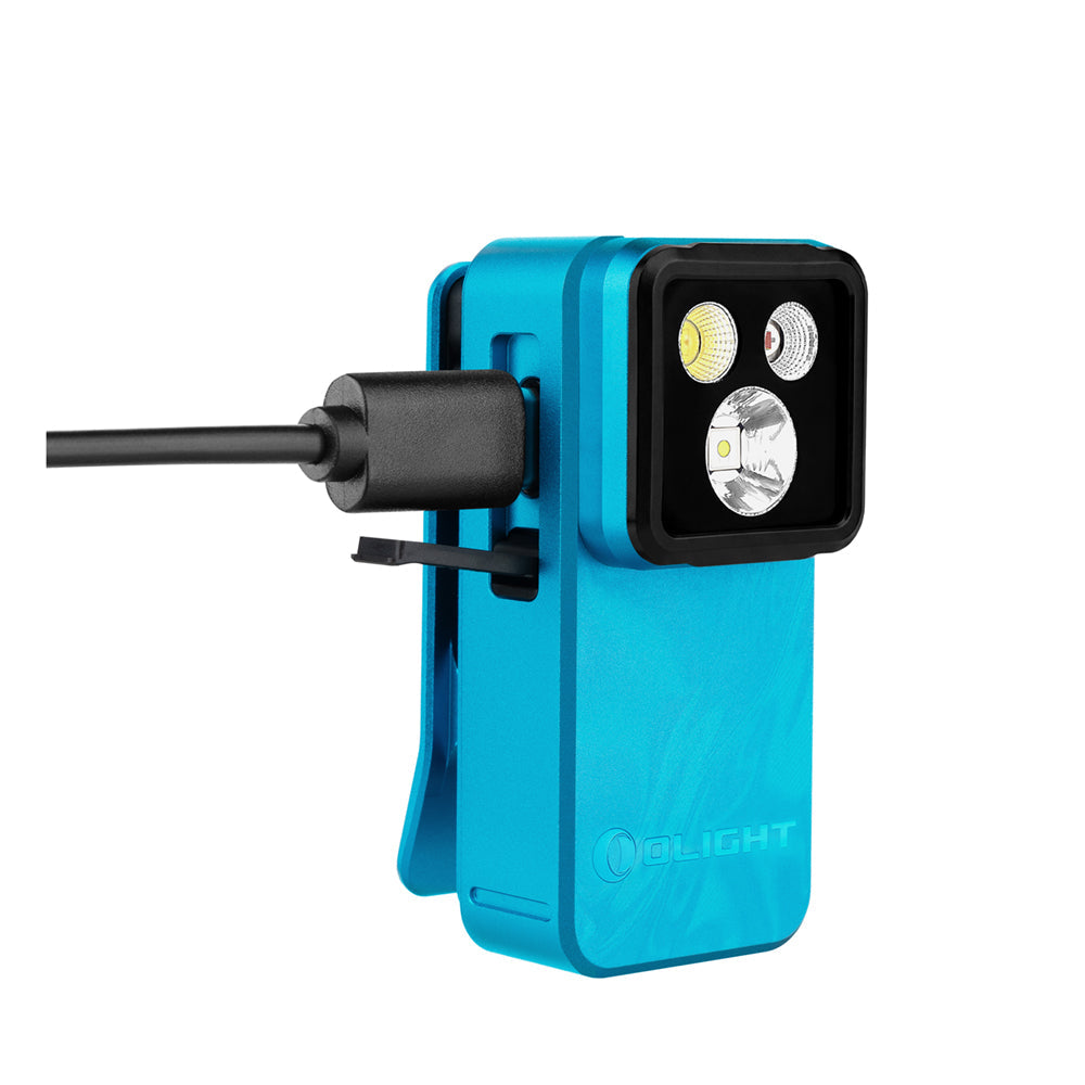 Olight Oclip 2 Pro Tidal Blue charging via USB-C cable