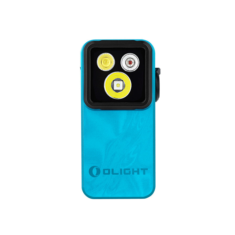 Olight Oclip 2 Pro Premium Tidal Blue front view of the Oclip 2 Pro light