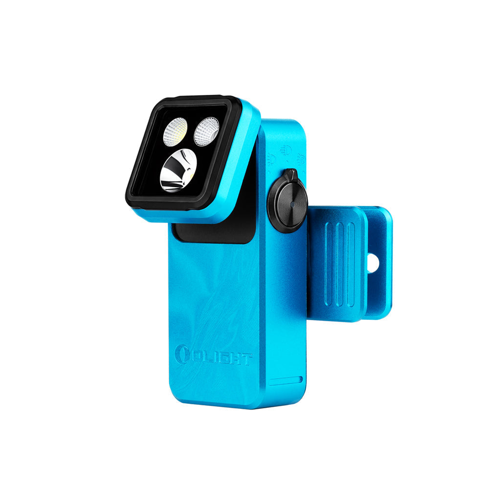 Olight Oclip 2 Pro Premium Tidal Blue 115 degree tilting head detail