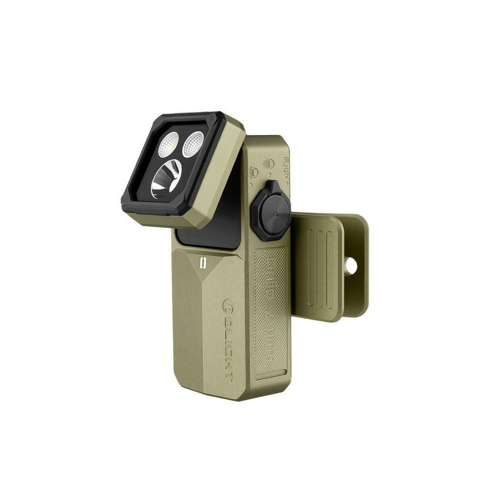 Olight Oclip 2 Ultra Premium Olive Green front view of the Oclip 2 Ultra light