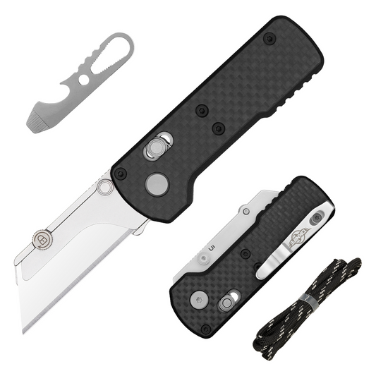 Oknife U1-CarbonFiber – 2.23" SK5 Folding Utility Knife with Carbon Fiber Overlay & G10 Handle
