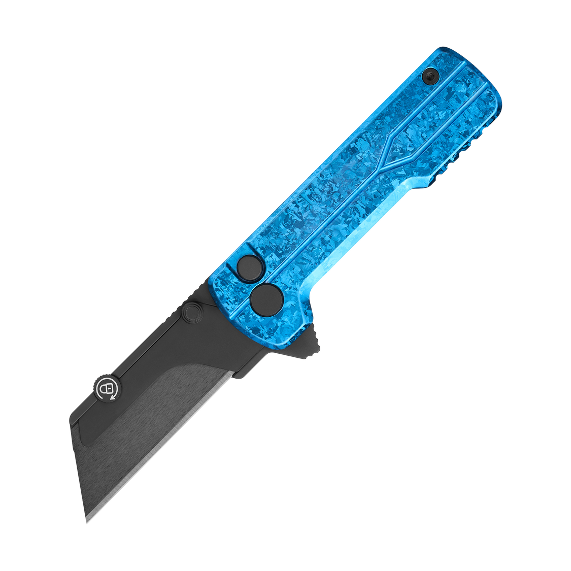 Oknife U1Ultra-SnowflakeBlue front view – 2.23″ brushed glossy ceramic folding utility knife