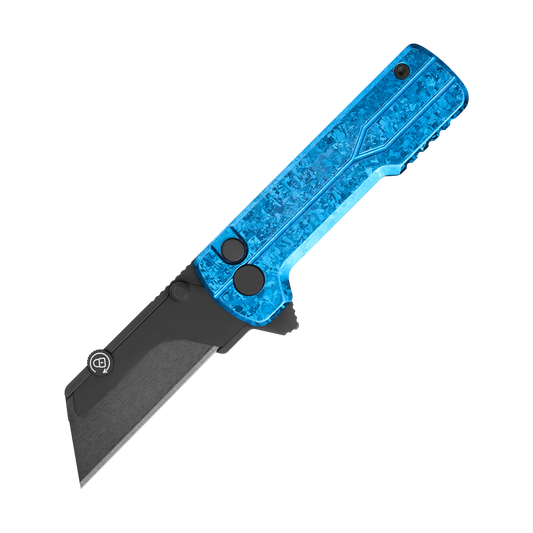 Oknife U1Ultra-SnowflakeBlue – 2.23" Brushed Glossy Ceramic Folding Utility Knife with TC4 Titanium Handle