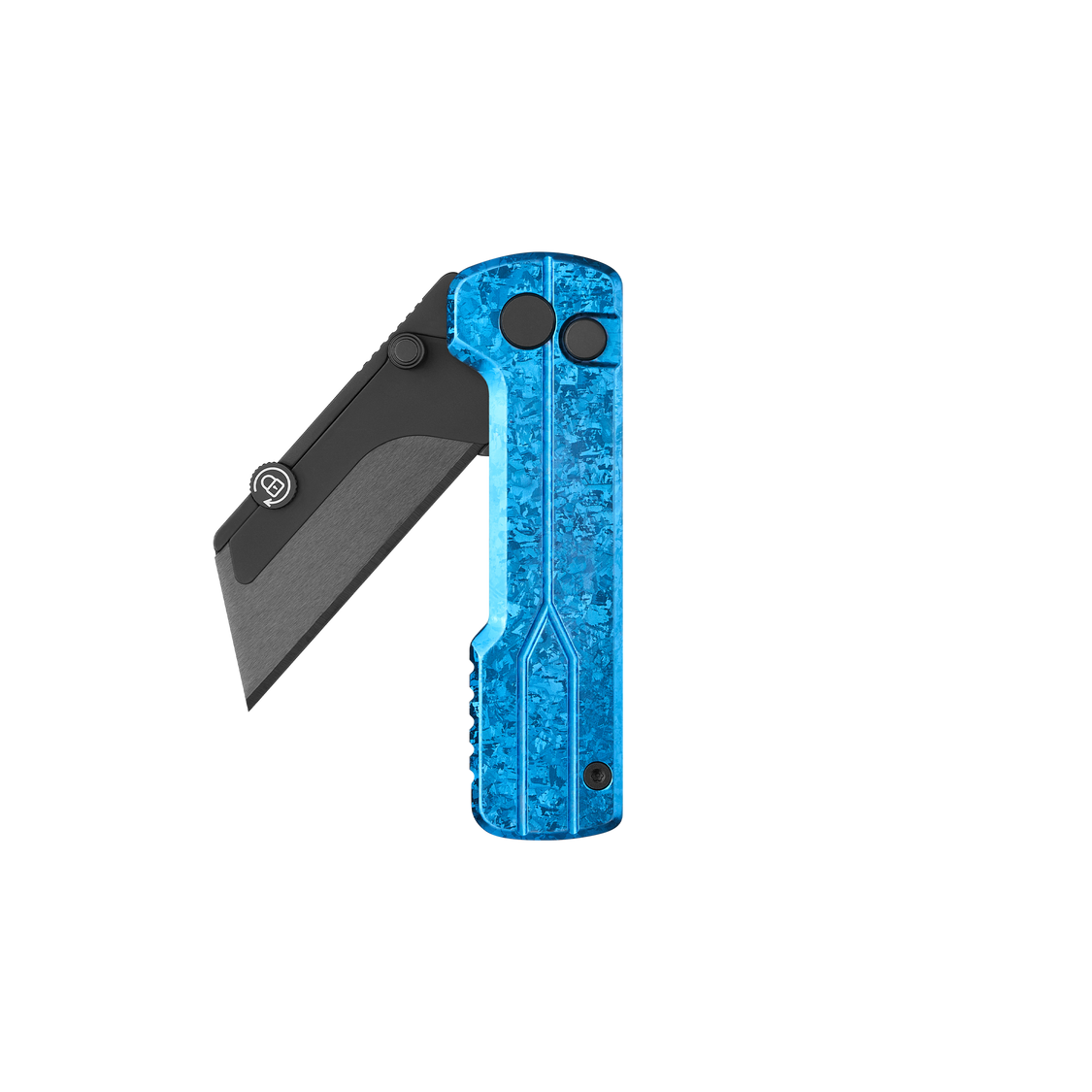 Oknife U1Ultra-SnowflakeBlue screw-secured blade system detail