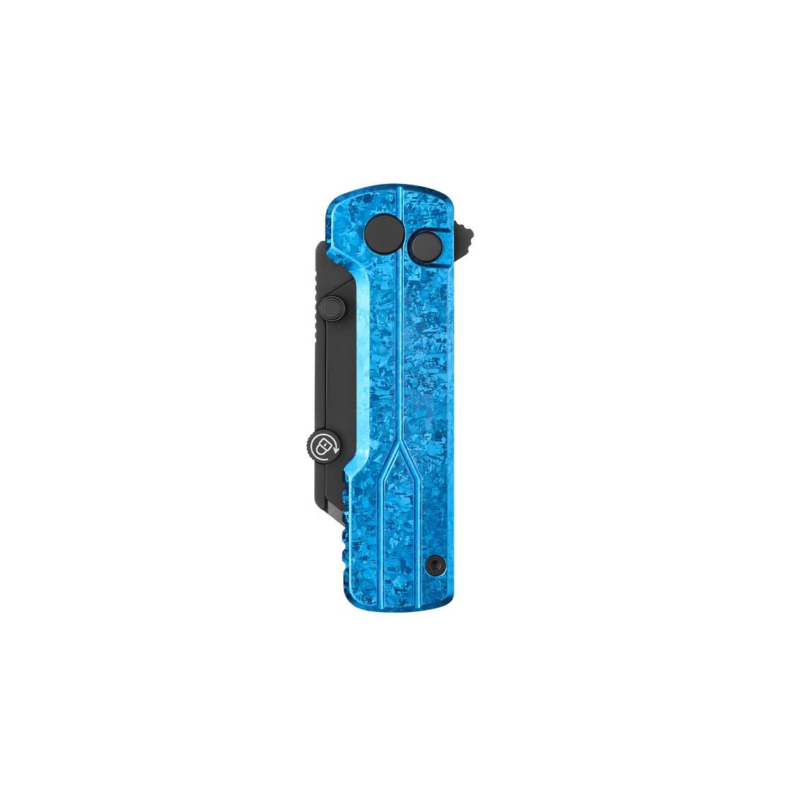 Oknife U1Ultra-SnowflakeBlue in-hand size and EDC carry view