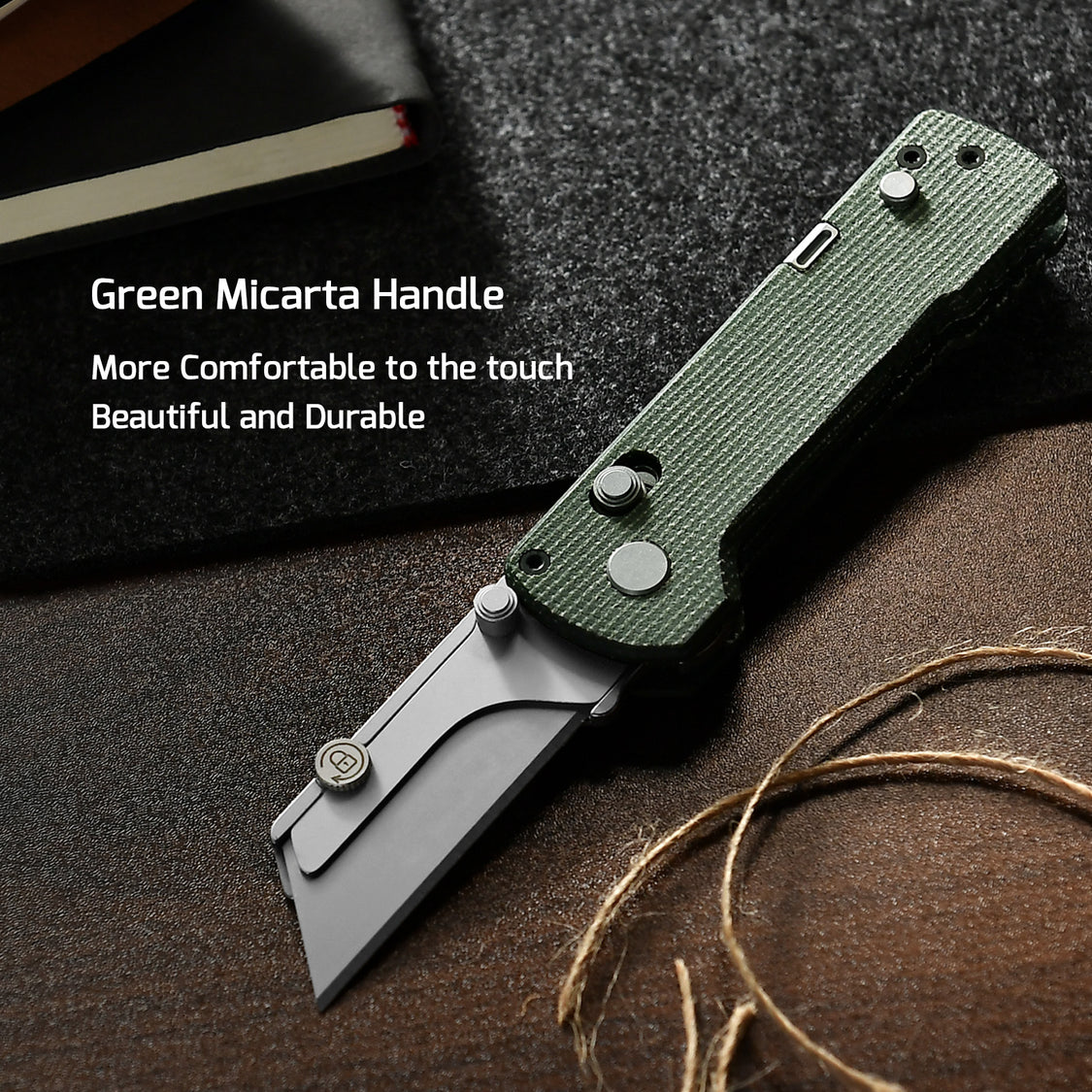 Oknife U1Pro-Green – Folding Utility Knife Multitool with Green Micarta Handle & Folding Screwdriver