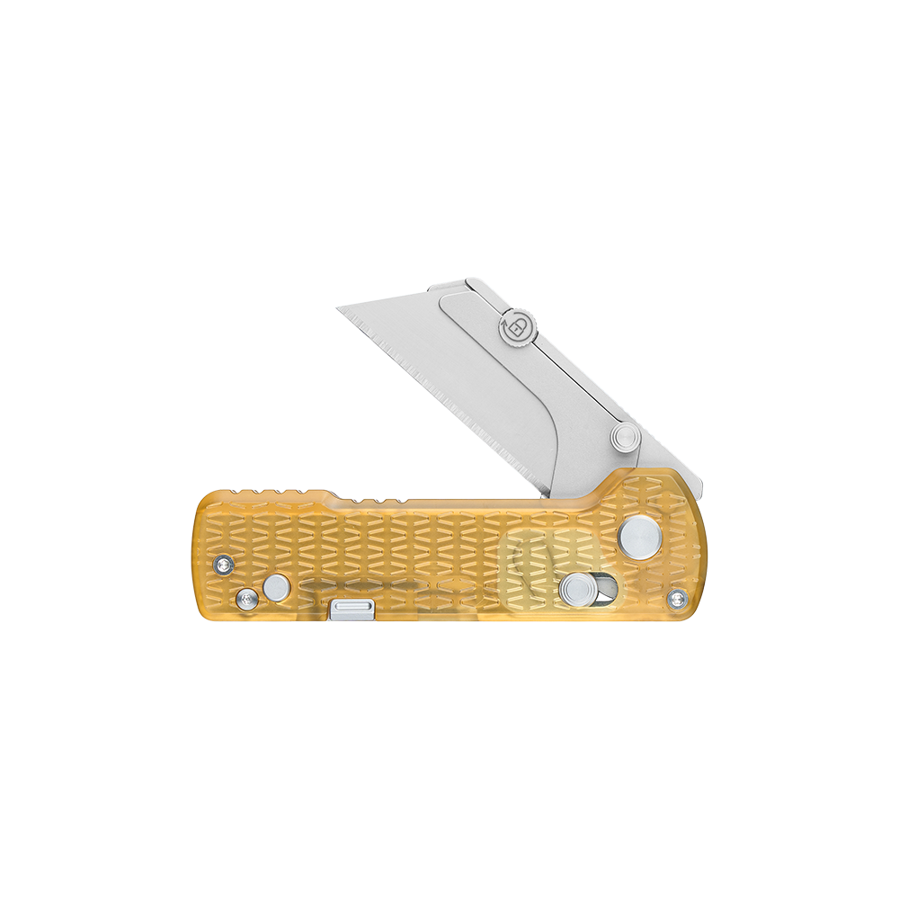 Oknife U1Pro-PEI – Folding Utility Knife Multitool with Amber Transparent PEI Handle & Folding Screwdriver