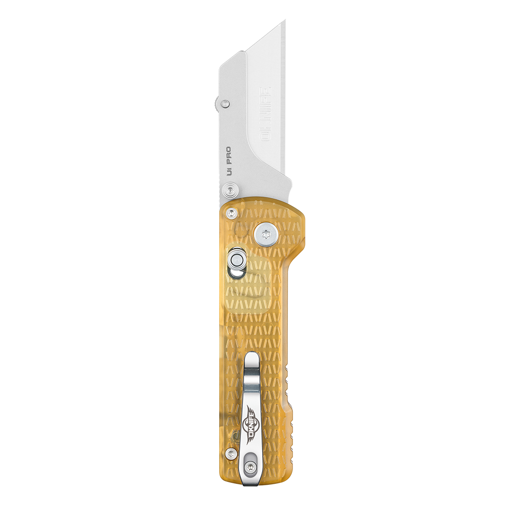 Oknife U1Pro-PEI – Folding Utility Knife Multitool with Amber Transparent PEI Handle & Folding Screwdriver