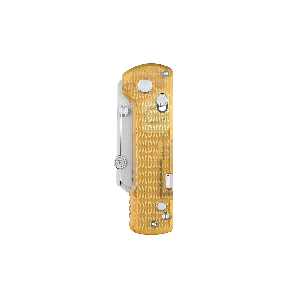 Oknife U1Pro-PEI – Folding Utility Knife Multitool with Amber Transparent PEI Handle & Folding Screwdriver