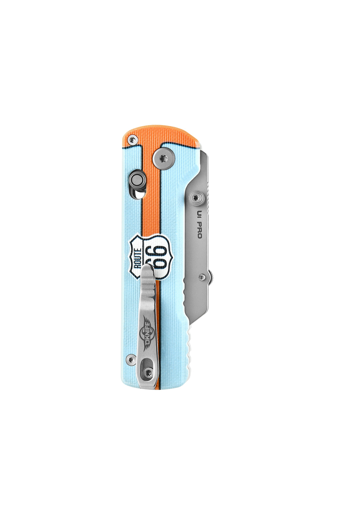 Oknife U1Pro-Racing66 – Folding Utility Knife Multitool with Route 66 Blue G10 Handle & Folding Screwdriver