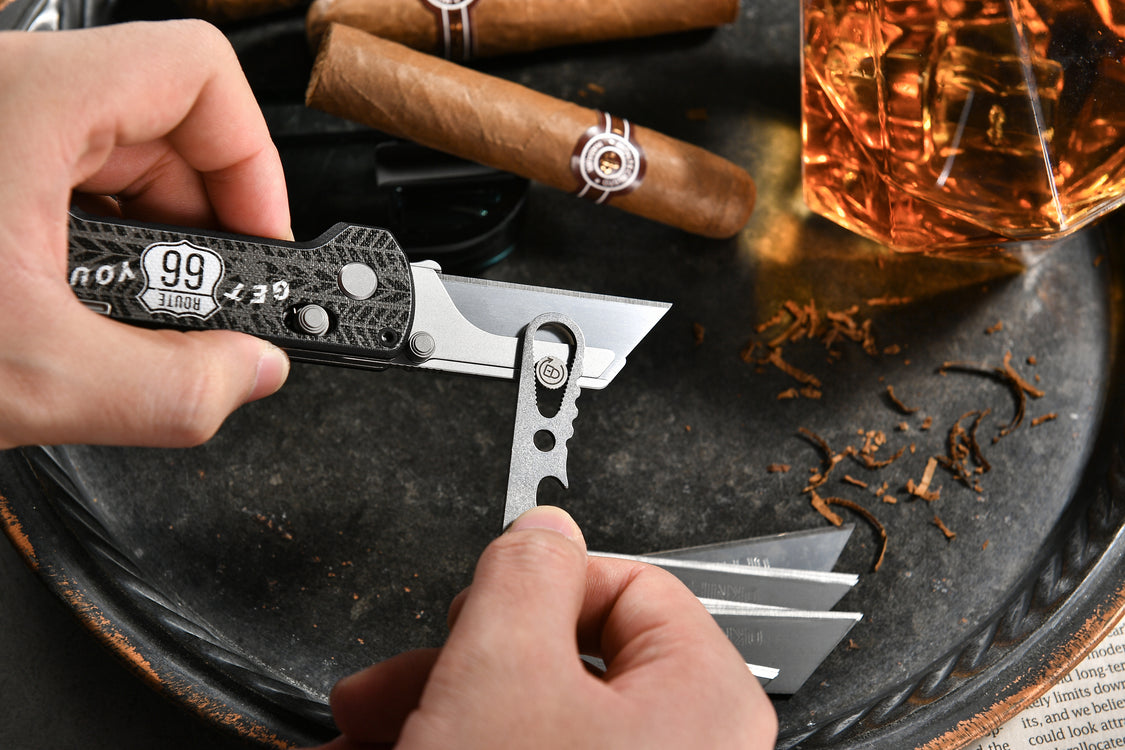 Oknife U1Pro-Ride66 – Folding Utility Knife Multitool with Route 66 Black G10 Handle & Folding Screwdriver