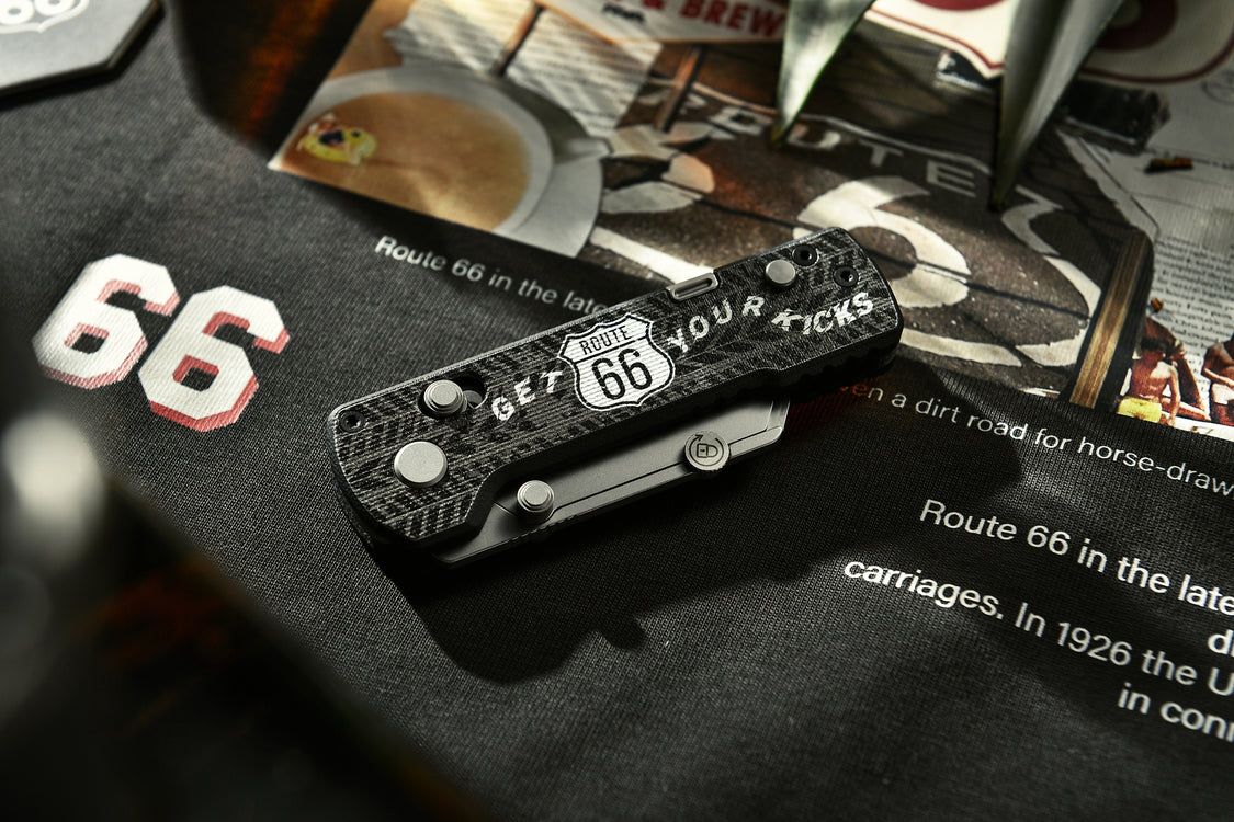 Oknife U1Pro-Ride66 – Folding Utility Knife Multitool with Route 66 Black G10 Handle & Folding Screwdriver