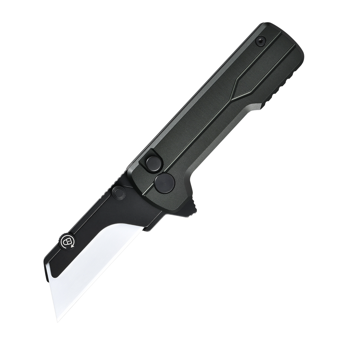 Oknife U1Ultra-Stealth front view – 2.36″ zirconium oxide ceramic folding utility knife, stealth grey OAL aluminum handle