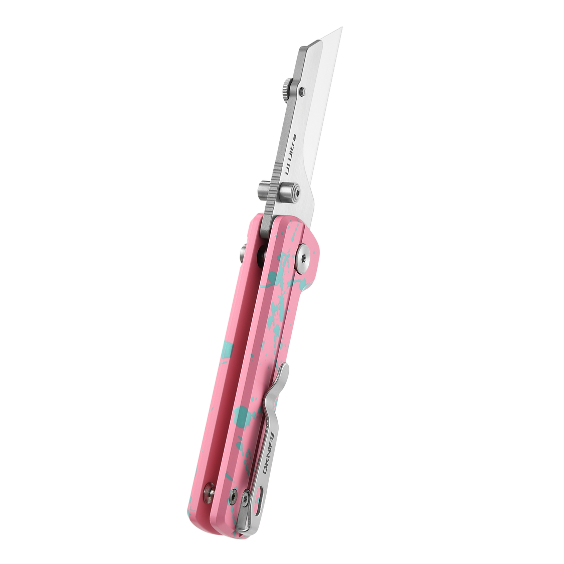 Oknife U1Ultra-ZombiePink pocket clip carry view