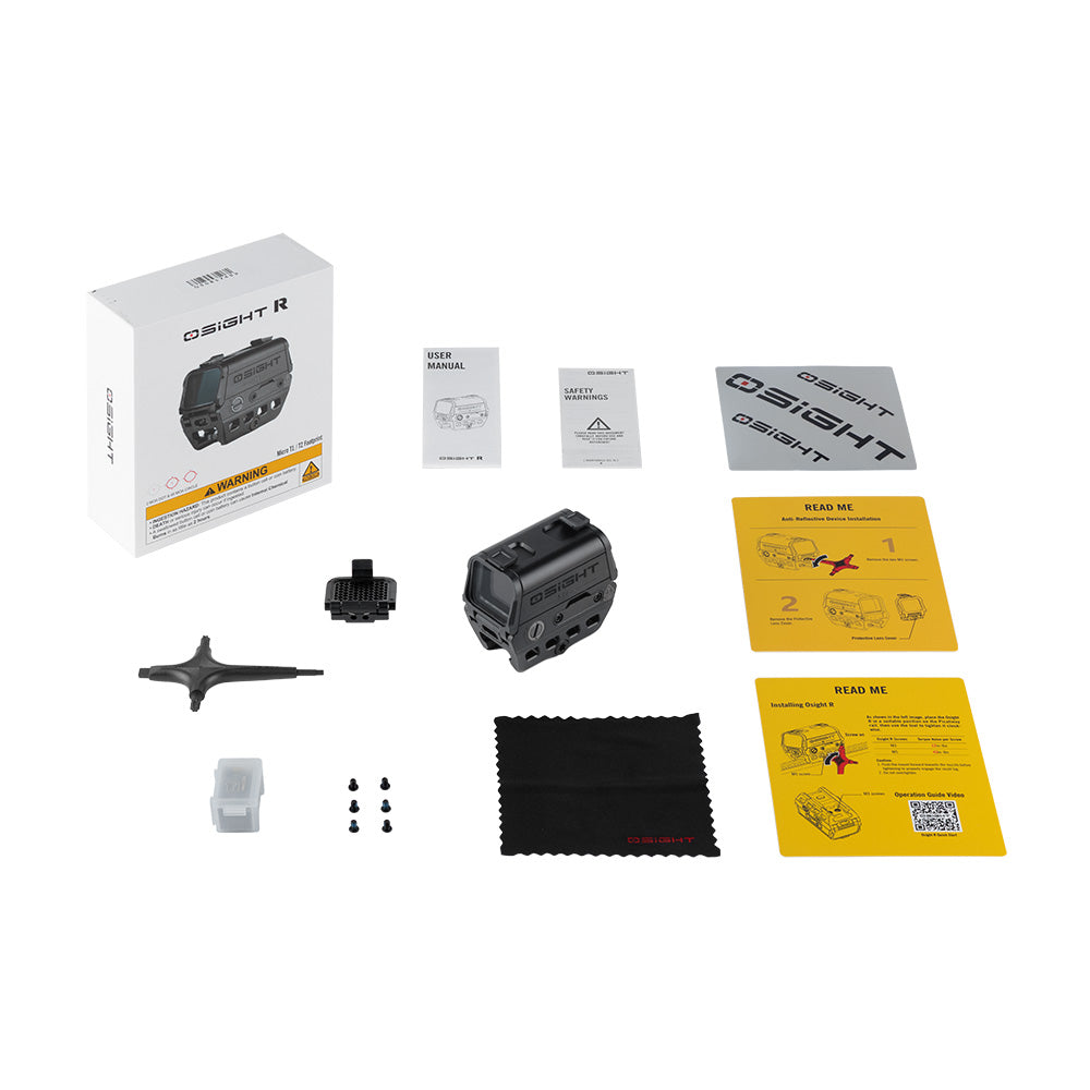 Olight Osight R included accessories – mount, lens covers, ARD, tool and manual
