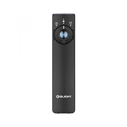 Olight Arkfeld Pro Neutral White front view – 1,300 lumen flat EDC flashlight with rotary selector and battery indicator