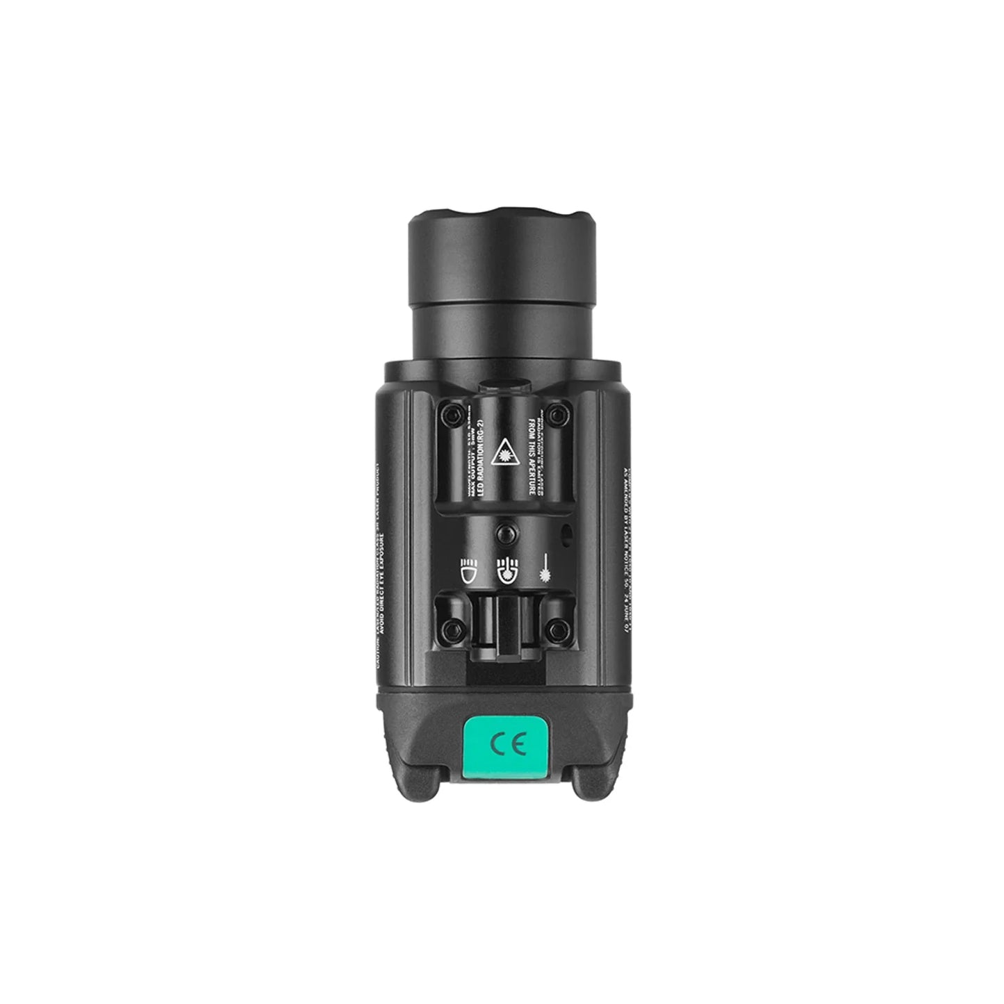 Olight Baldr Pro Black rear view showing the dual ambidextrous switches