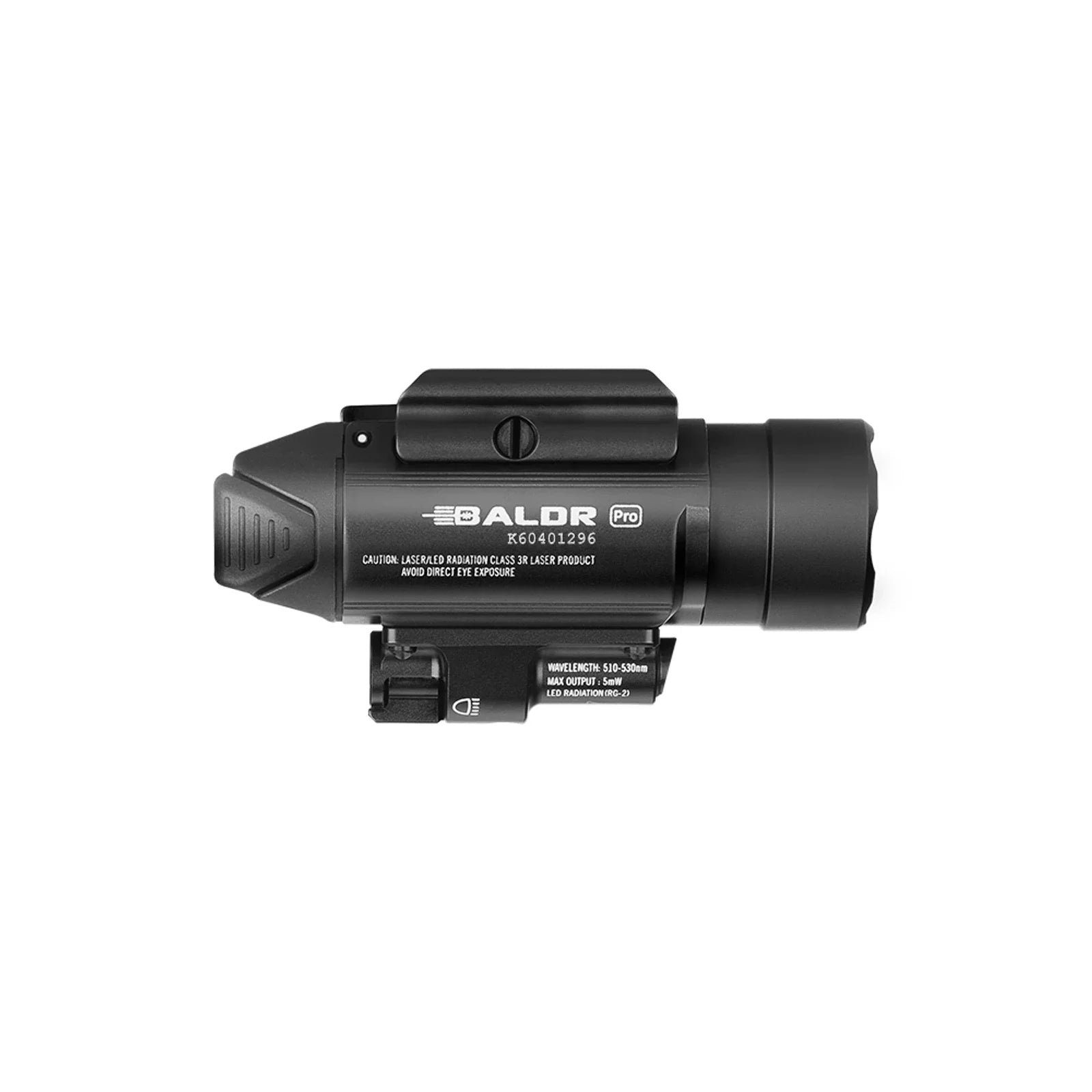 Olight Baldr Pro Black side profile view showing the Baldr Pro marking