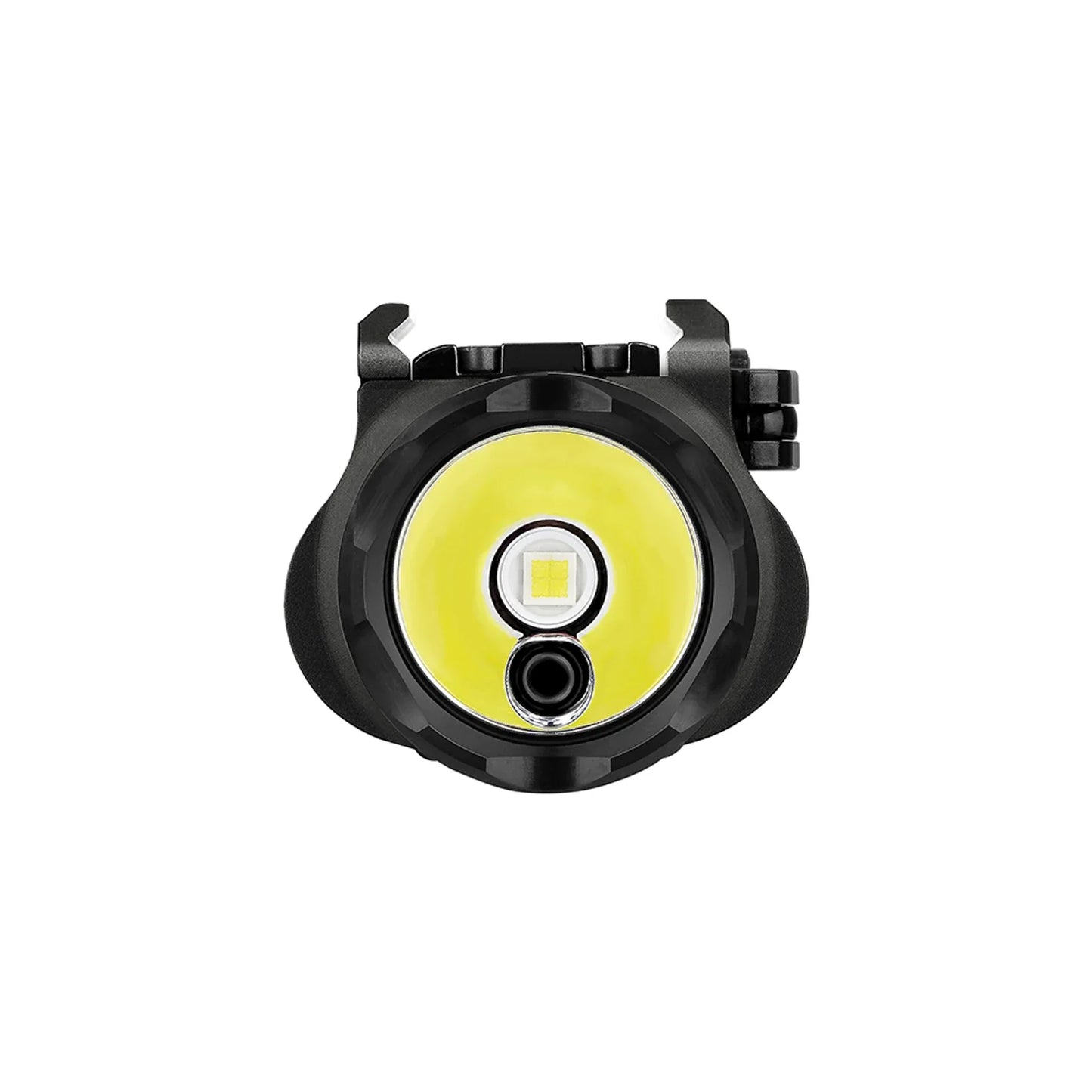 Olight Baldr Pro R Black front view showing the TIR optic and green laser aperture