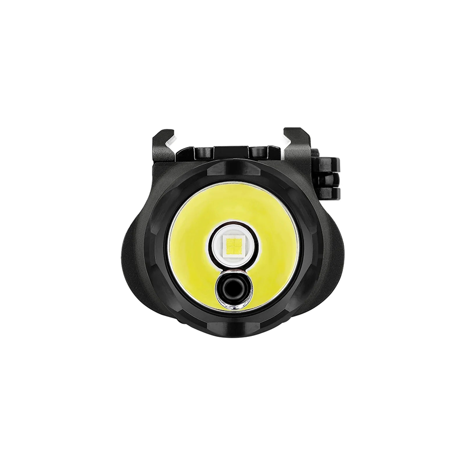 Olight Baldr Pro R Black front view showing the TIR optic and green laser aperture