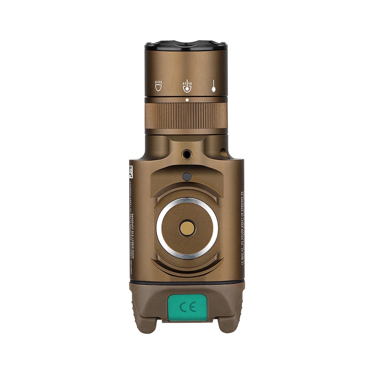 Olight Baldr Pro R Desert Tan top view showing the mode selector ring
