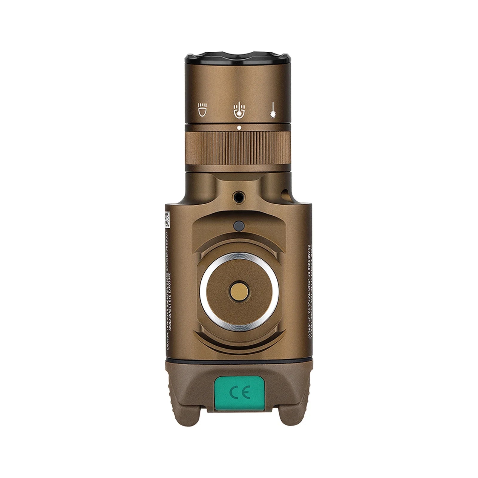 Olight Baldr Pro R Desert Tan top view showing the mode selector ring
